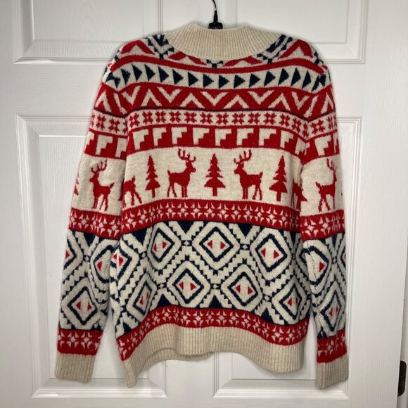 Nordic Isle V-Neck Christmas Cardigan Sweater Women's Size S/M Reindeer Holiday - Picture 10 of 10